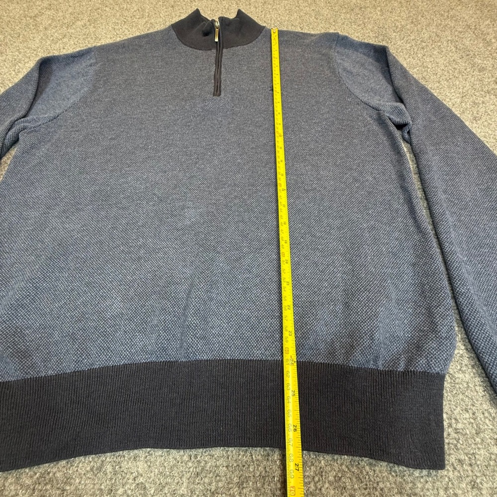 Brooks Brothers 346 Mens Large Blue Cotton Cashmere 1/4 Zip Sweater Pullover - Picture 3 of 10
